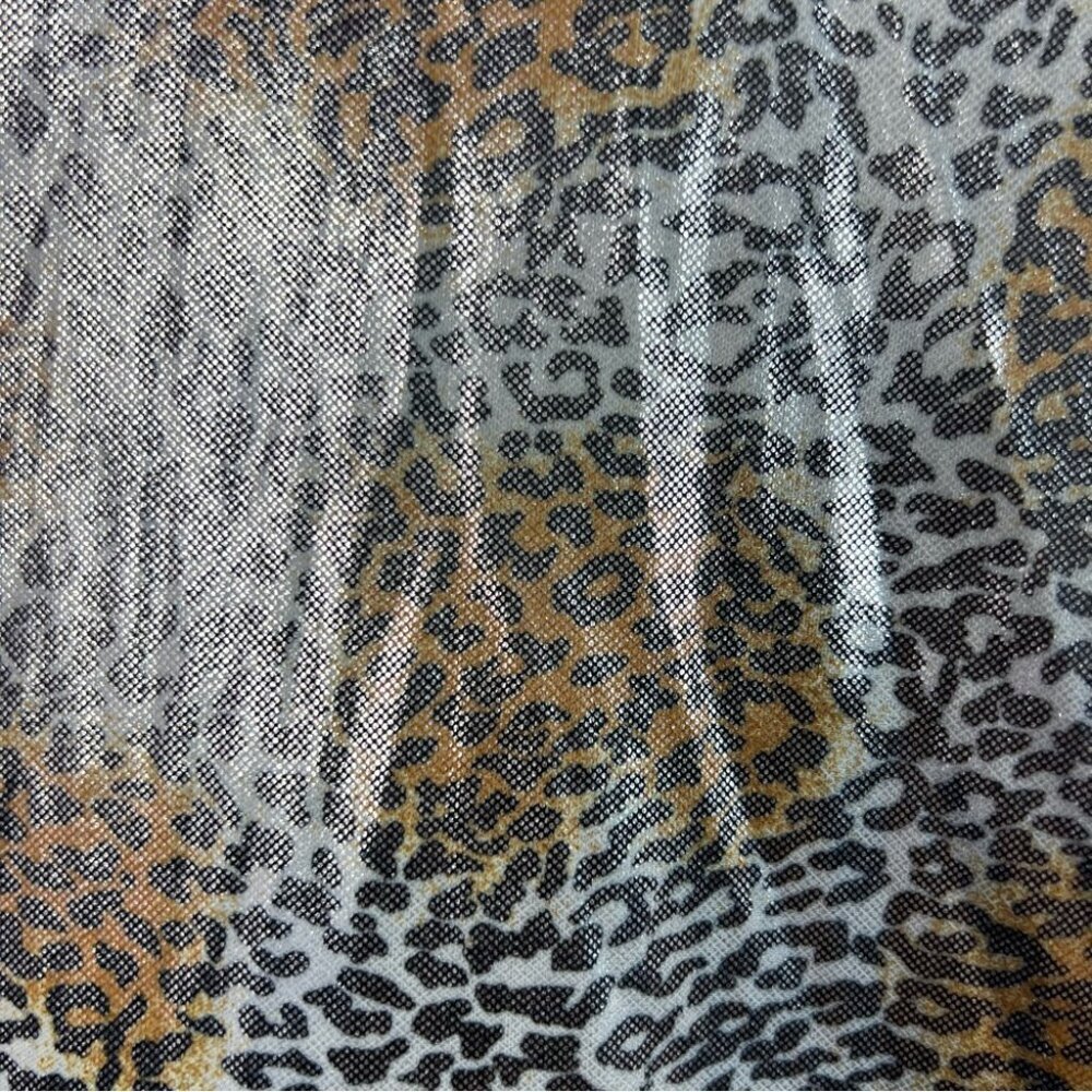 Pippin street shirt shiny long sleeve animal Metallic Leopard Print Blouse retro - Picture 5 of 8